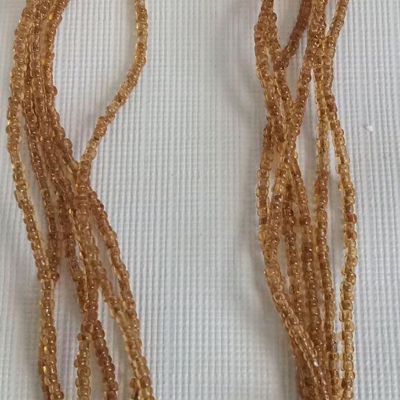 Shades of Brown Plastic & Seed Beaded Multiple Strand Layered Statement Necklace - Picture 9 of 12